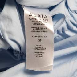 Alaia Blue Cotton Cutout Back Detail Shirt Dress M