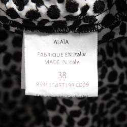 Alaia Black/White Embroidered Cotton Peplum Top M