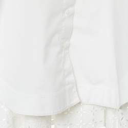 Pre Owned Alaia White Cotton Eyelet Tail Button Front Shirt M