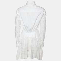 Pre Owned Alaia White Cotton Eyelet Tail Button Front Shirt M