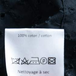 Pre Owned Alaia Navy Blue Eyelet Cotton Flared Mini Skirt M