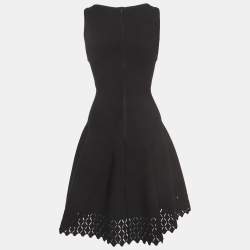 Pre Owned Alaia Black Knit Cut-Out Detail Sleeveless Flared Dress M