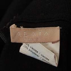 Pre Owned Alaia Black Knit Cut-Out Detail Sleeveless Flared Dress M