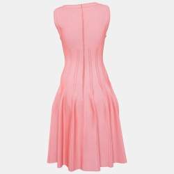 Pre Owned Alaia Coral Pink Textured Knit Fit & Flare Dress M