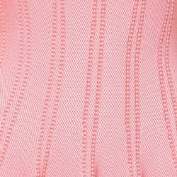 Pre Owned Alaia Coral Pink Textured Knit Fit & Flare Dress M