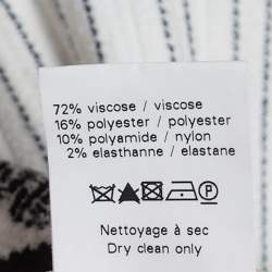 Pre Owned Alaia White/ Black Intarsia Stretch Knit Flared Midi Dress M