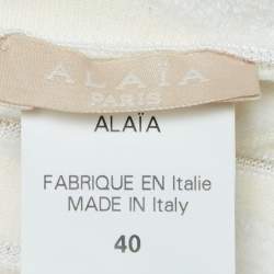 Pre Owned Alaia Cream Patterned Wool Blend Knit Short Dress M