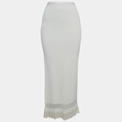 Alaia Off White Knit Fitted Maxi Skirt M