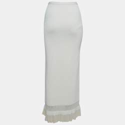 Alaia Off White Knit Fitted Maxi Skirt M