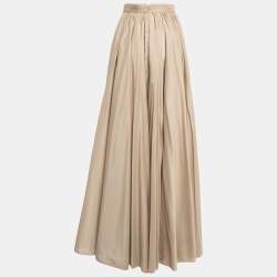 Pre Owned Alaia Brown Cotton Gathered Maxi Skirt S