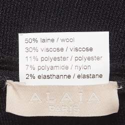 Alaia Black Knit Scallop Cut-Out Hem Cropped Cardigan L