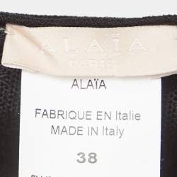 Alaia Black Knit Scallop Cut-Out Hem Flared Mini Skirt M