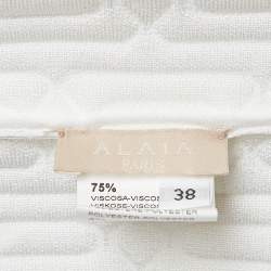 Alaia White Textured Knit Sleeveless Flared Mini Dress M