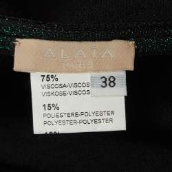 Alaia Green Lurex Knit Sleeveless Flared Mini Dress M