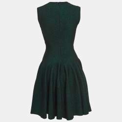 Alaia Green Lurex Knit Sleeveless Flared Mini Dress M