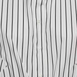 Pre Owned Alaia White/Black Pinstripe Cotton Cinched Waist Shirt L