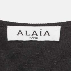 Alaia Black Rib Knit Exaggerated Hem Mini Dress M