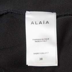 Alaia Black Rib Knit Exaggerated Hem Mini Dress M