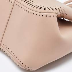 Pre Owned Alaia Beige Laser Cut Leather Angele 25 Tote