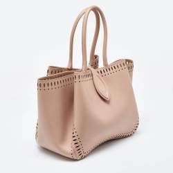 Pre Owned Alaia Beige Laser Cut Leather Angele 25 Tote