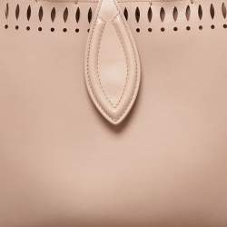 Pre Owned Alaia Beige Laser Cut Leather Angele 25 Tote