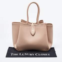 Pre Owned Alaia Beige Laser Cut Leather Angele 25 Tote