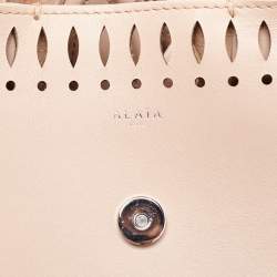 Pre Owned Alaia Beige Laser Cut Leather Angele 25 Tote