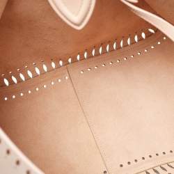Pre Owned Alaia Beige Laser Cut Leather Angele 25 Tote