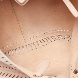 Pre Owned Alaia Beige Laser Cut Leather Angele 25 Tote