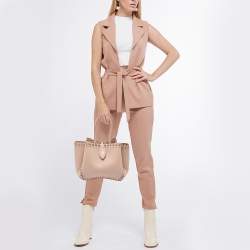 Pre Owned Alaia Beige Laser Cut Leather Angele 25 Tote