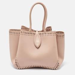 Pre Owned Alaia Beige Laser Cut Leather Angele 25 Tote