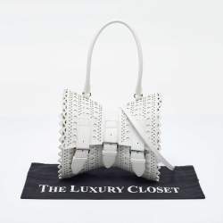 Pre Owned Alaia White Laser Cut Leather Edition 1992 Corset Bag