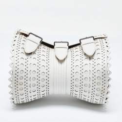 Pre Owned Alaia White Laser Cut Leather Edition 1992 Corset Bag