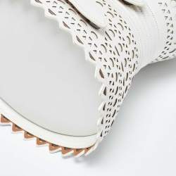 Pre Owned Alaia White Laser Cut Leather Edition 1992 Corset Bag