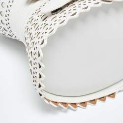 Pre Owned Alaia White Laser Cut Leather Edition 1992 Corset Bag