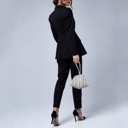 Alaia White Laser Cut Leather Round Shape Bag