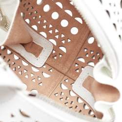 Alaia White Laser Cut Leather Round Shape Bag