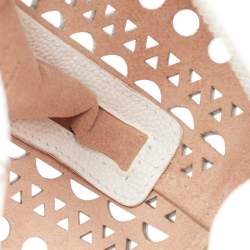 Alaia White Laser Cut Leather Round Shape Bag
