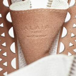 Alaia White Laser Cut Leather Round Shape Bag