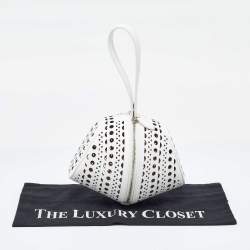 Alaia White Laser Cut Leather Round Shape Bag