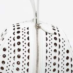 Alaia White Laser Cut Leather Round Shape Bag