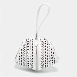 Alaia White Laser Cut Leather Round Shape Bag
