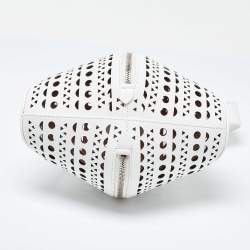 Alaia White Laser Cut Leather Round Shape Bag