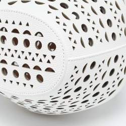 Alaia White Laser Cut Leather Round Shape Bag
