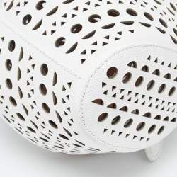 Alaia White Laser Cut Leather Round Shape Bag