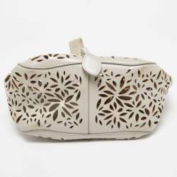 Alaia Beige Lasercut Leather Rose Marie Bucket Bag