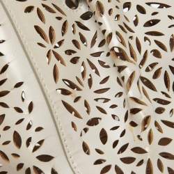 Alaia Beige Lasercut Leather Rose Marie Bucket Bag