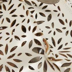 Alaia Beige Lasercut Leather Rose Marie Bucket Bag