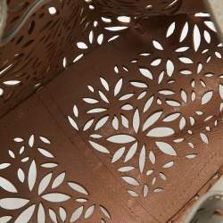 Alaia Beige Lasercut Leather Rose Marie Bucket Bag