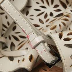 Alaia Beige Lasercut Leather Rose Marie Bucket Bag